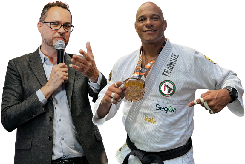 Leandro Marcondes e Gustavo Trasse no palco